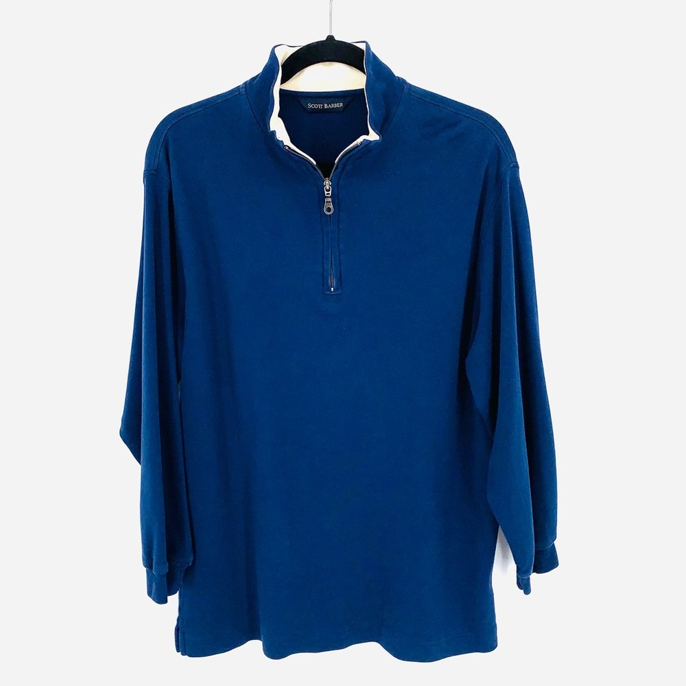 Scott Barber Blue 1/4 Zip Pull Over Size Large